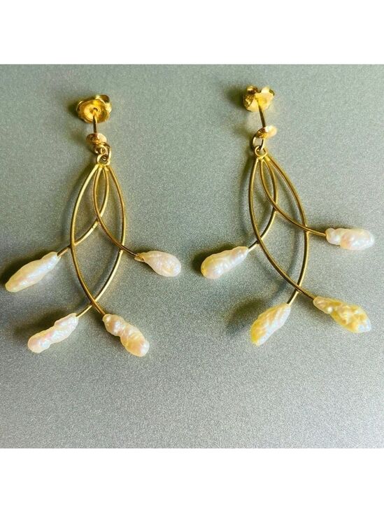 Jewelry - 14k Gold Fresh Water Pearl Vintage Chandelier Earrings